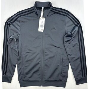 Adidas Men's 3 Stripe Tricot Track Jacket (dark grey/ black stripes) S ( NWT )